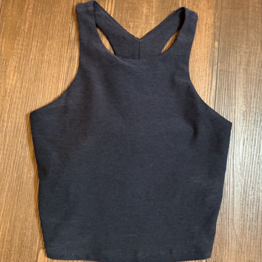 Beyond Yoga Racerback Crop Tank Top Navy Blue Slim Fit Activewear Size XS USA